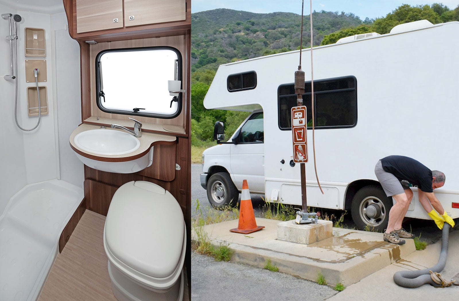Portable RV/camper toilet and holding tank setup in Martinsburg, West Virginia