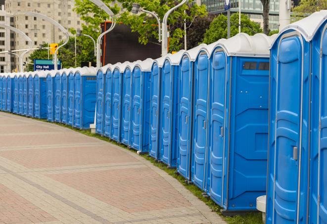 Seasonal porta potty units set up at a Martinsburg, West Virginia venue